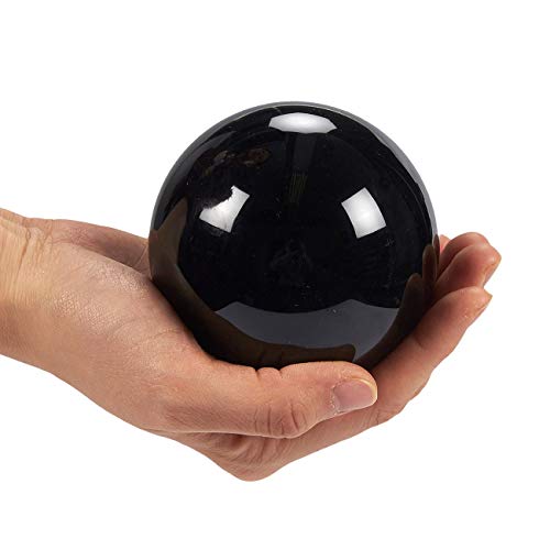 Juvale Obsidian Crystal Ball - 3.1-Inch Black Crystal Sphere with Wooden Stand - Polished Obsidian Stone Ball Decor & Scrying Orb for Meditation & Feng Shui Home Decor - Image 5