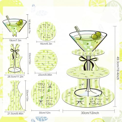 DAECHAO 3 Tier Martini Party Cupcake Stand Decorations, Christmas Martini Party Supplies Cupcake Tower Dessert Stand for Birthday Decoration Baby Shower Wedding Supplies - Image 2