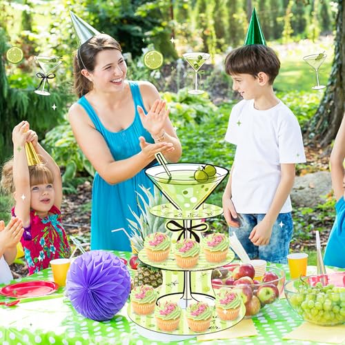 DAECHAO 3 Tier Martini Party Cupcake Stand Decorations, Christmas Martini Party Supplies Cupcake Tower Dessert Stand for Birthday Decoration Baby Shower Wedding Supplies - Image 4