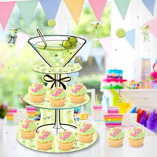 DAECHAO 3 Tier Martini Party Cupcake Stand Decorations, Christmas Martini Party Supplies Cupcake Tower Dessert Stand for Birthday Decoration Baby Shower Wedding Supplies - Image 5