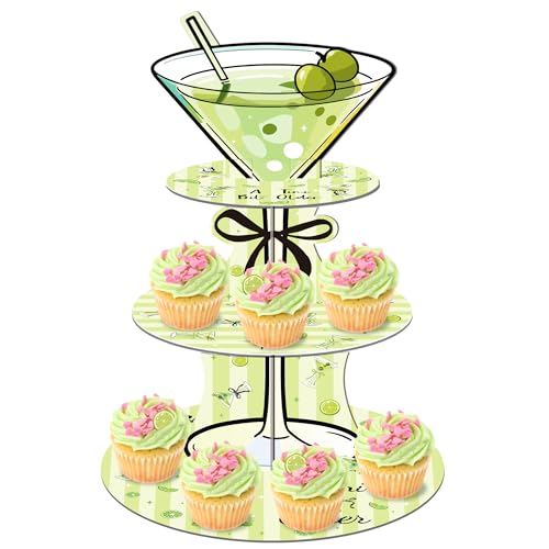 DAECHAO 3 Tier Martini Party Cupcake Stand Decorations, Christmas Martini Party Supplies Cupcake Tower Dessert Stand for Birthday Decoration Baby Shower Wedding Supplies - Image 1