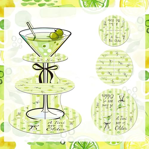 DAECHAO 3 Tier Martini Party Cupcake Stand Decorations, Christmas Martini Party Supplies Cupcake Tower Dessert Stand for Birthday Decoration Baby Shower Wedding Supplies - Image 3