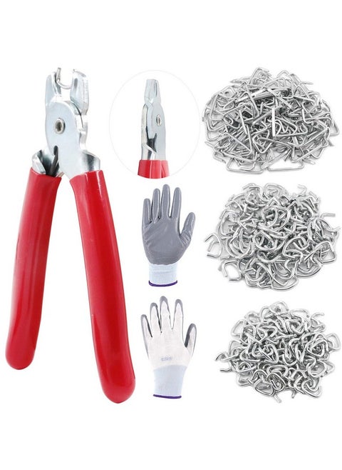 Swpeet 360Pcs 3/4" 1/2" 3/8" Galvanized Hog Rings with Straight Hog Ring Pliers Assortment Kit, Professional Upholstery Hog Rings Installation Kit for Bungee Shock, Cords, Animal Pet Cages, Bagging