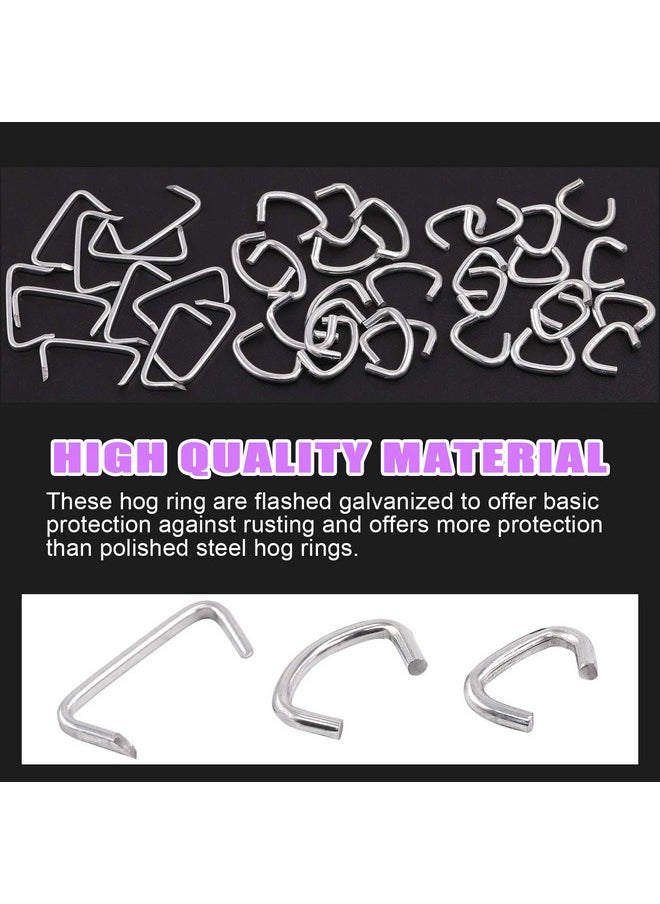 Swpeet - Swpeet 360Pcs 3/4" 1/2" 3/8" Galvanized Hog Rings with Straight Hog Ring Pliers Assortment Kit, Professional Upholstery Hog Rings Installation Kit for Bungee Shock, Cords, Animal Pet Cages, Bagging - Image 1