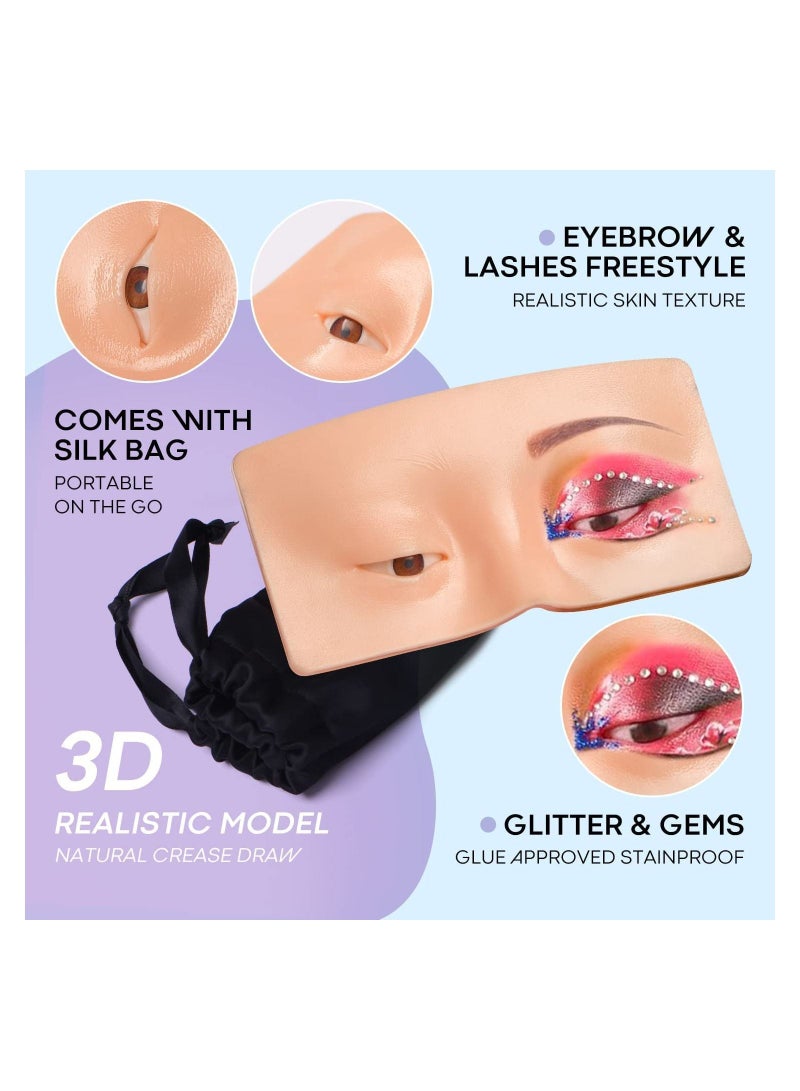 ORiTi لوحة وجه ثلاثية الأبعاد لتدريبات المكياج، لوحة واقعية ثلاثية الأبعاد لممارسة المكياج، لوحة ظلال العيون، محدد العيون، رسم رموش الحواجب، نموذج تدريبي لبشرة الوجه والعين، نموذج تدريبي للمبتدئين في المكياج - Image 5