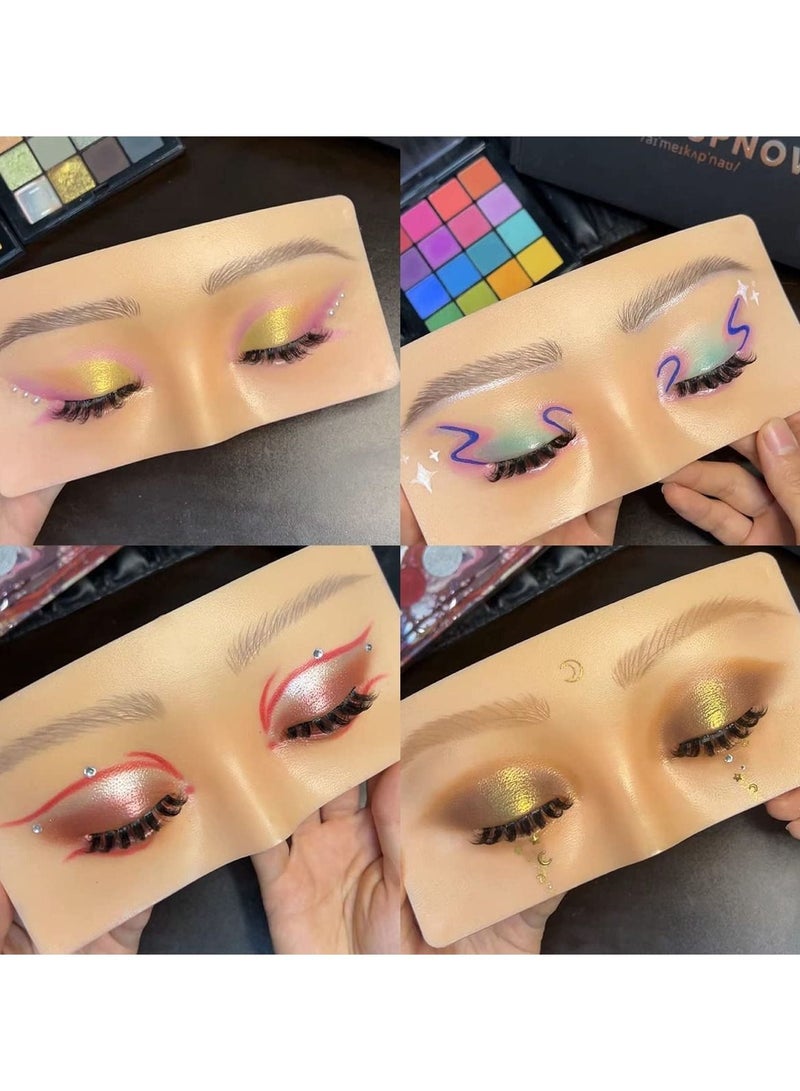 ORiTi لوحة وجه ثلاثية الأبعاد لتدريبات المكياج، لوحة واقعية ثلاثية الأبعاد لممارسة المكياج، لوحة ظلال العيون، محدد العيون، رسم رموش الحواجب، نموذج تدريبي لبشرة الوجه والعين، نموذج تدريبي للمبتدئين في المكياج - Image 2