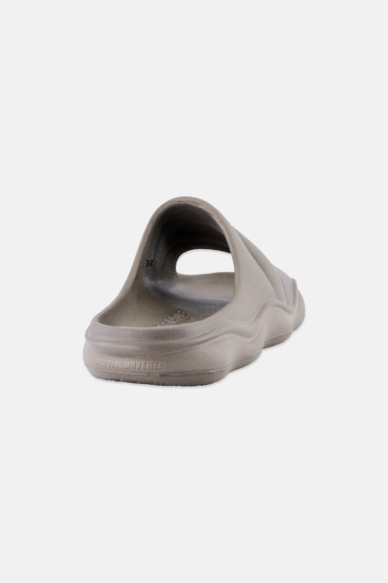 The Giving Movement Kids Boy Brand Logo Slip On Slides, Mushroom Grey - Image 2