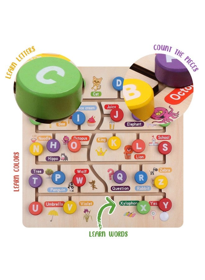 Wooden Alphabet Puzzle. Alphabet Board For Kids With Wooden Letters. Best Learning Abc Puzzles That Help In Developing Motor Skills Concentration And Imagination In Children.
