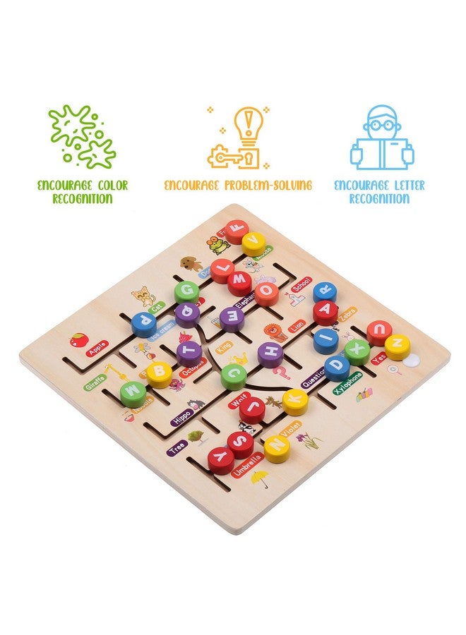 Wooden Alphabet Puzzle. Alphabet Board For Kids With Wooden Letters. Best Learning Abc Puzzles That Help In Developing Motor Skills Concentration And Imagination In Children.