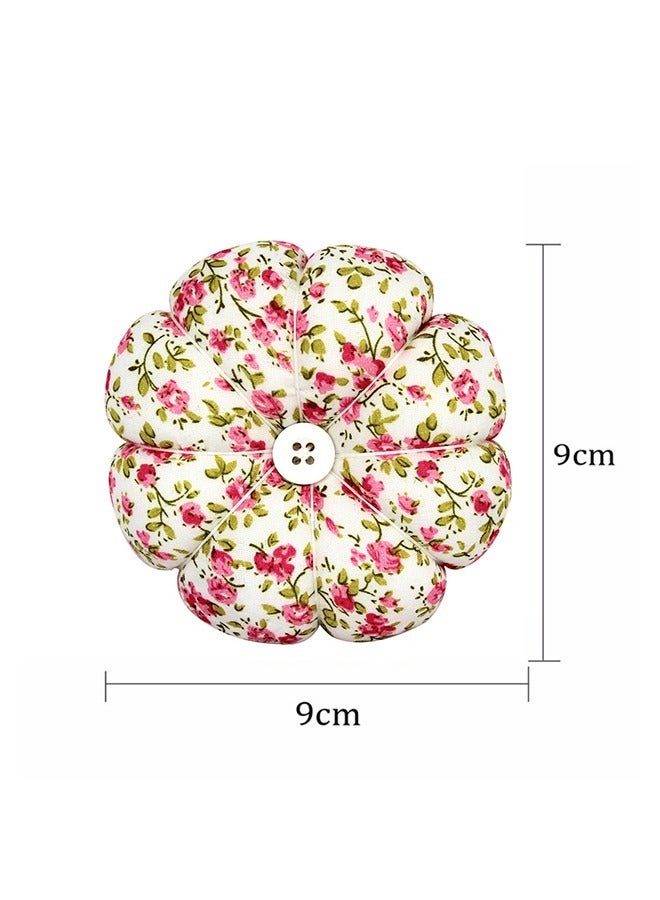 Cushion Sewing Pin, Pumpkin Shape Needle Cushion Holder Band Wearable Pincushions Pincushion with Elastic for Pins for Quilting or DIY Crafts (Pink Flower) - Image 2