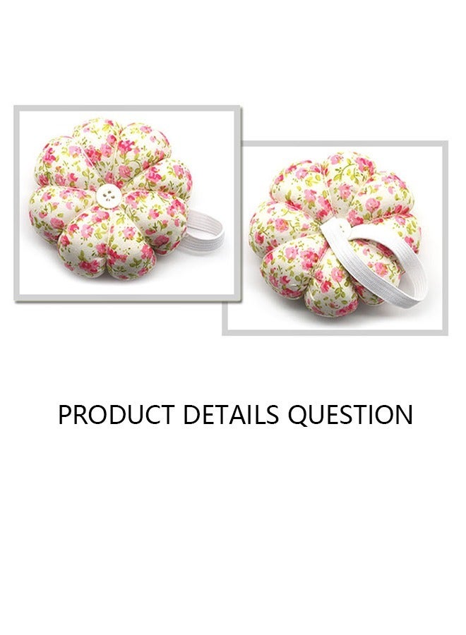 Cushion Sewing Pin, Pumpkin Shape Needle Cushion Holder Band Wearable Pincushions Pincushion with Elastic for Pins for Quilting or DIY Crafts (Pink Flower) - Image 4