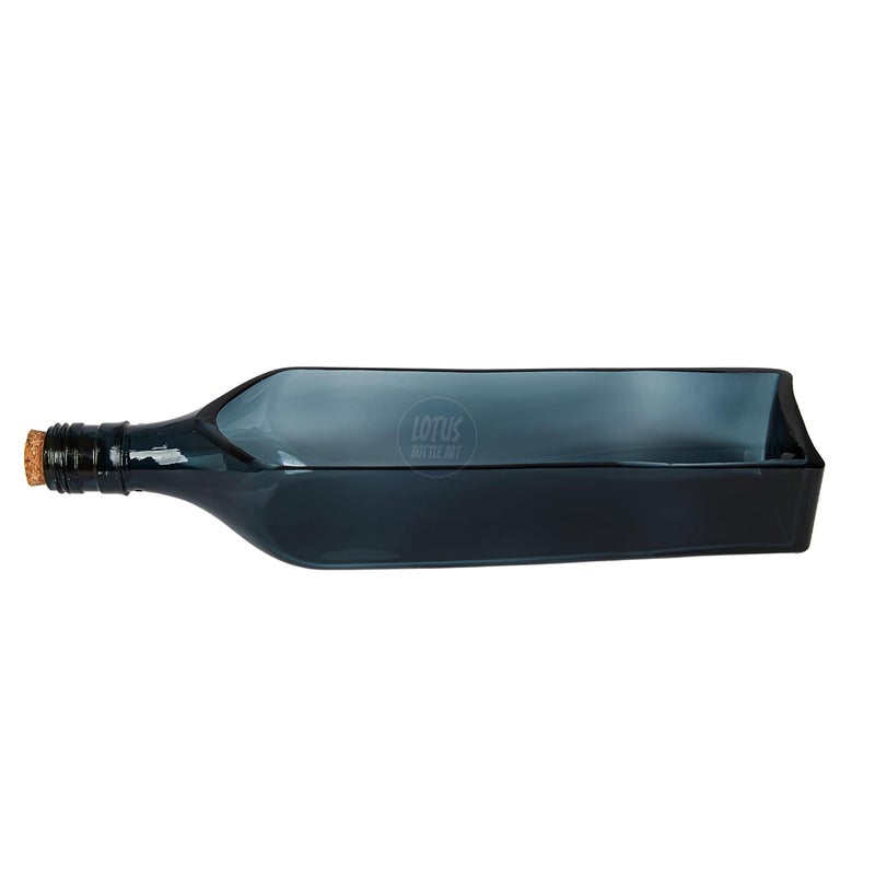 Lotus Bottle Art LOTUS Bottle Art Upcycled Jhonnie Walker Double Black Serving Platter with Cork Black EcoFriendly Serving Platter Recycled Out of original750 ml Whisky Bottle  - Image 1