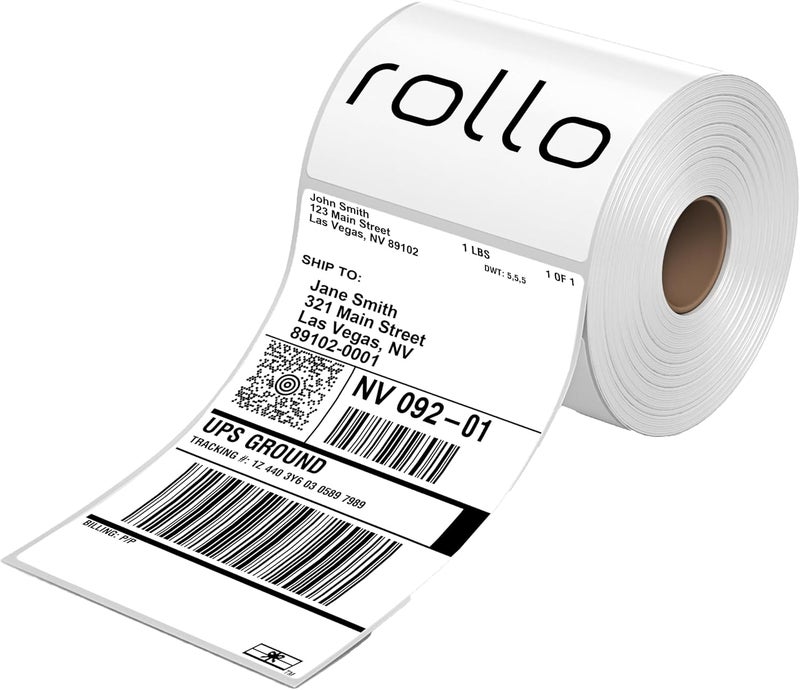 ROLLO Direct Thermal Shipping Labels - 500 4x6 Thermal Label Roll - Perforated and Strong Adhesive (Commercial Grade) - Image 1