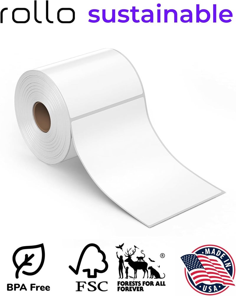 ROLLO Direct Thermal Shipping Labels - 500 4x6 Thermal Label Roll - Perforated and Strong Adhesive (Commercial Grade) - Image 3