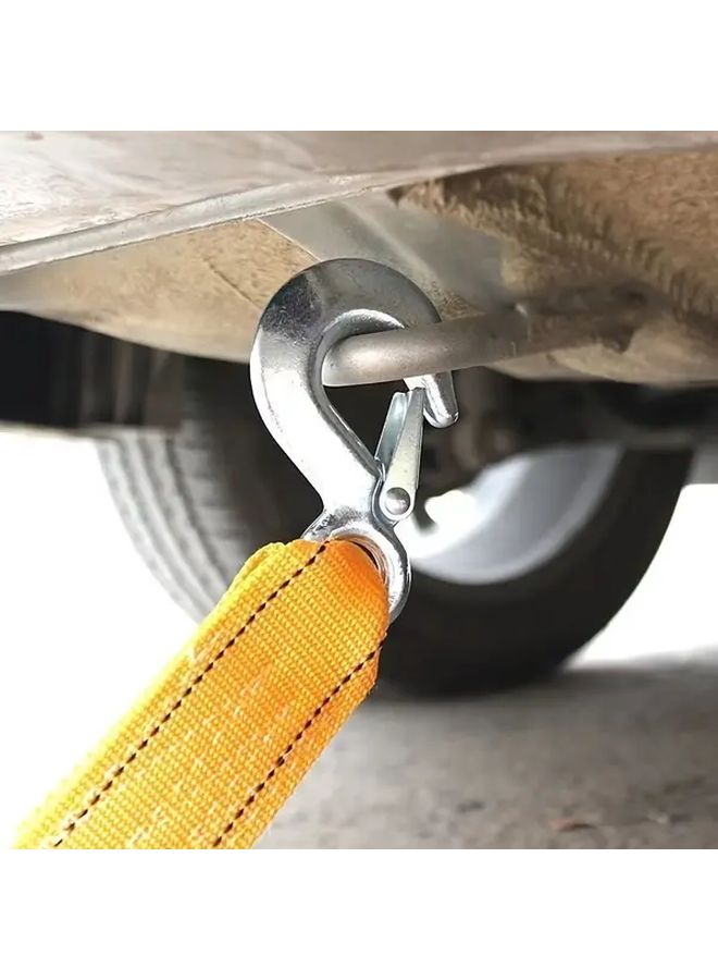 Heavy Duty 5 Ton Nylon Tow Strap Yellow Secure Vehicle Recovery Solution Universal Emergency Use Offroad Rescue Roadside Assistance Compact Storage Rugged Design Reinforced Stitching Weather Resistant Material Towing - Image 5