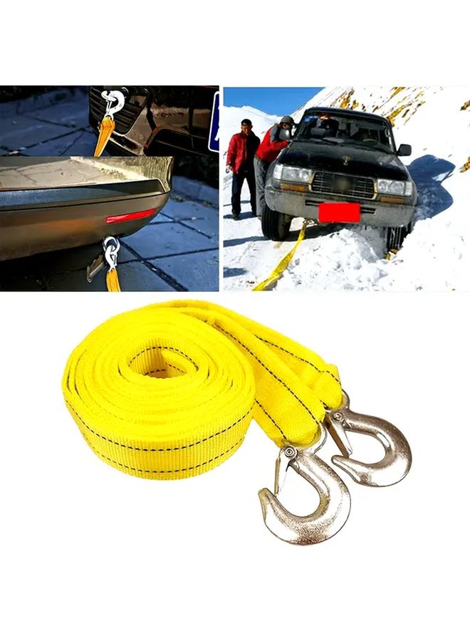 Heavy Duty 5 Ton Nylon Tow Strap Yellow Secure Vehicle Recovery Solution Universal Emergency Use Offroad Rescue Roadside Assistance Compact Storage Rugged Design Reinforced Stitching Weather Resistant Material Towing - Image 1