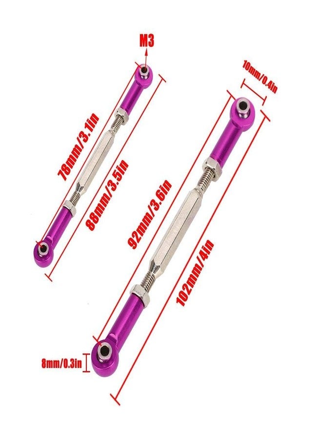 Dilwe RC Car Push Rod,1/10 RC Car Aluminum Alloy Turnbuckle Rod Linkage with Adjustable Length, 88-104mm(Purple) - Image 4