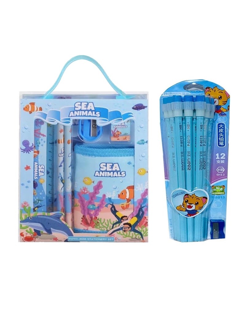STAR BABiES Pack Of 6 Back To School Stationery Set Pencil Set - Blue  - Image 1