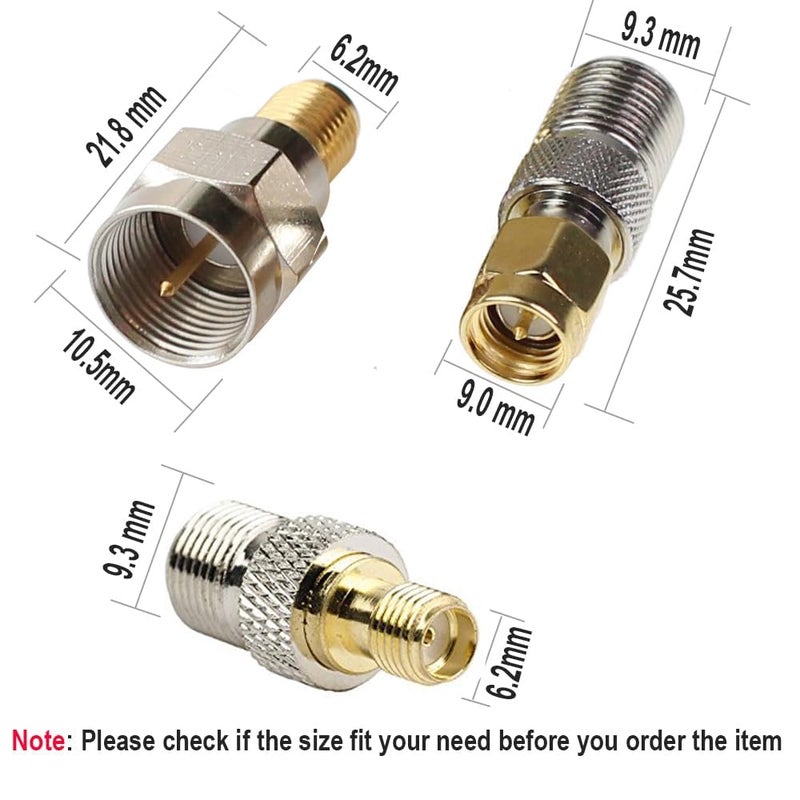exgoofit F Type to SMA Male Female Coax Connector Coaxial Adapter 2 Sets 6 Pcs - Image 2