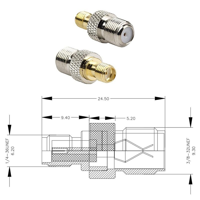 exgoofit F Type to SMA Male Female Coax Connector Coaxial Adapter 2 Sets 6 Pcs - Image 5