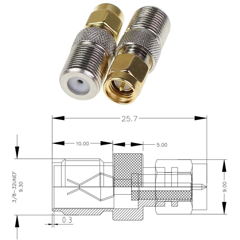 exgoofit F Type to SMA Male Female Coax Connector Coaxial Adapter 2 Sets 6 Pcs - Image 4