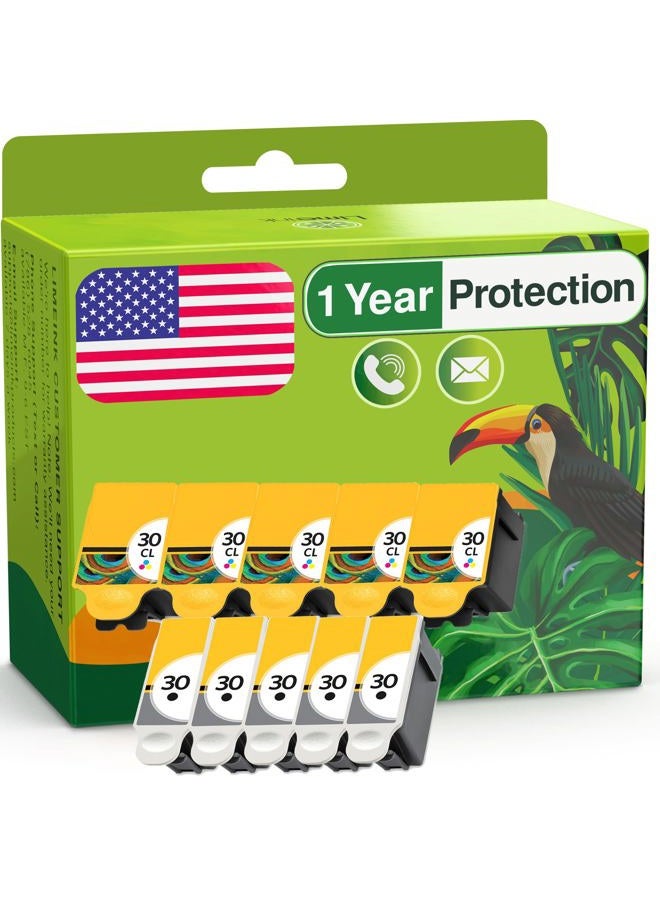 Limeink 10 Pack Remanufactured 30XL Ink Cartridges (5 Black, 5 Color) Use Replacement for ESP: 3.2, C110, C310, C315, Office 2150, Office 2170, Hero 3.1, Hero 5.1 Printers 1550532 1341080 - Image 1
