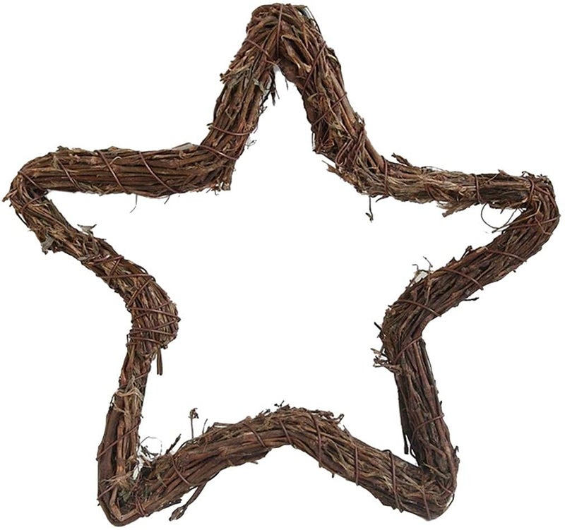 Grapevine Wreath Vine Wreath Garland Rattan Wood Garland Star Shape Flower Garland for Party Hanging Decoration 20cm