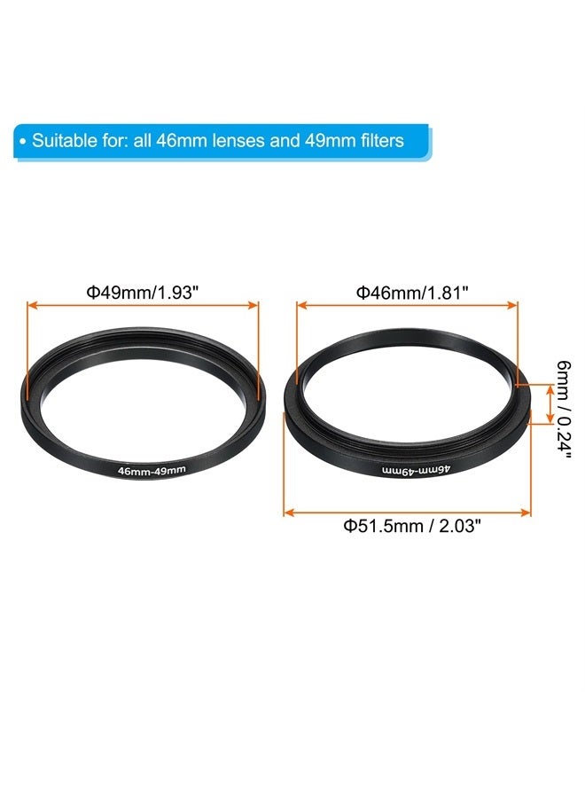 PATIKIL 46mm-49mm Metal Step Up Ring, 2 Pack Camera Lens Filter Adapter Ring Aluminum Filter Adapter Ring for Camera Lenses Hood, Black - Image 2