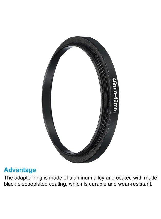 PATIKIL 46mm-49mm Metal Step Up Ring, 2 Pack Camera Lens Filter Adapter Ring Aluminum Filter Adapter Ring for Camera Lenses Hood, Black - Image 4
