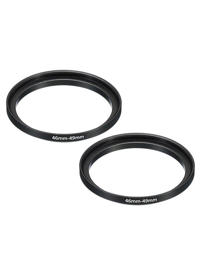 PATIKIL 46mm-49mm Metal Step Up Ring, 2 Pack Camera Lens Filter Adapter Ring Aluminum Filter Adapter Ring for Camera Lenses Hood, Black - Image 1