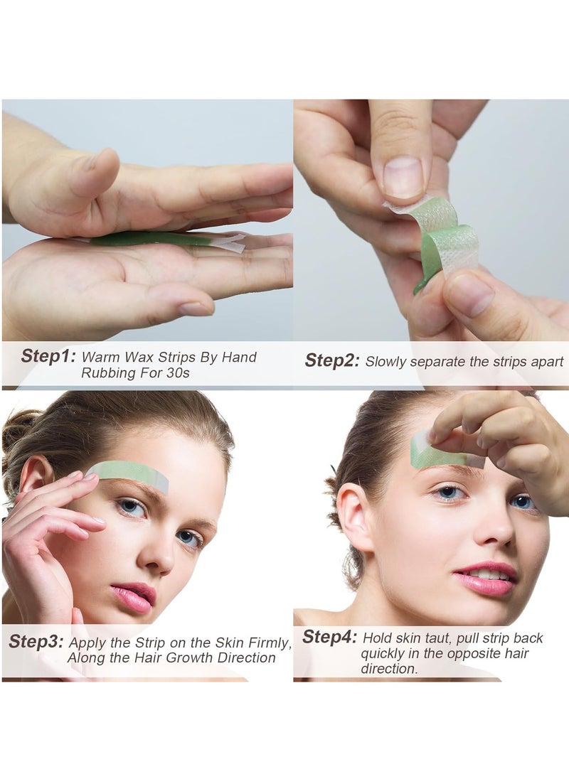 Charmonic Eyebrow Wax Strips - Pre-cut, 160 Count Waxing Strips, Eyebrow Waxing Kit for Eyebrow Shaper, Traveling and At Home Waxing Kit for Women Contains 6 After-Wax Wipes  - Image 2