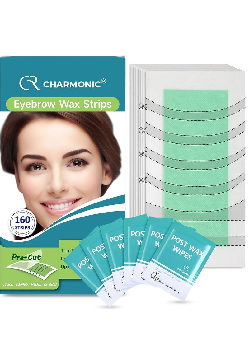 Charmonic Eyebrow Wax Strips - Pre-cut, 160 Count Waxing Strips, Eyebrow Waxing Kit for Eyebrow Shaper, Traveling and At Home Waxing Kit for Women Contains 6 After-Wax Wipes  - Image 4