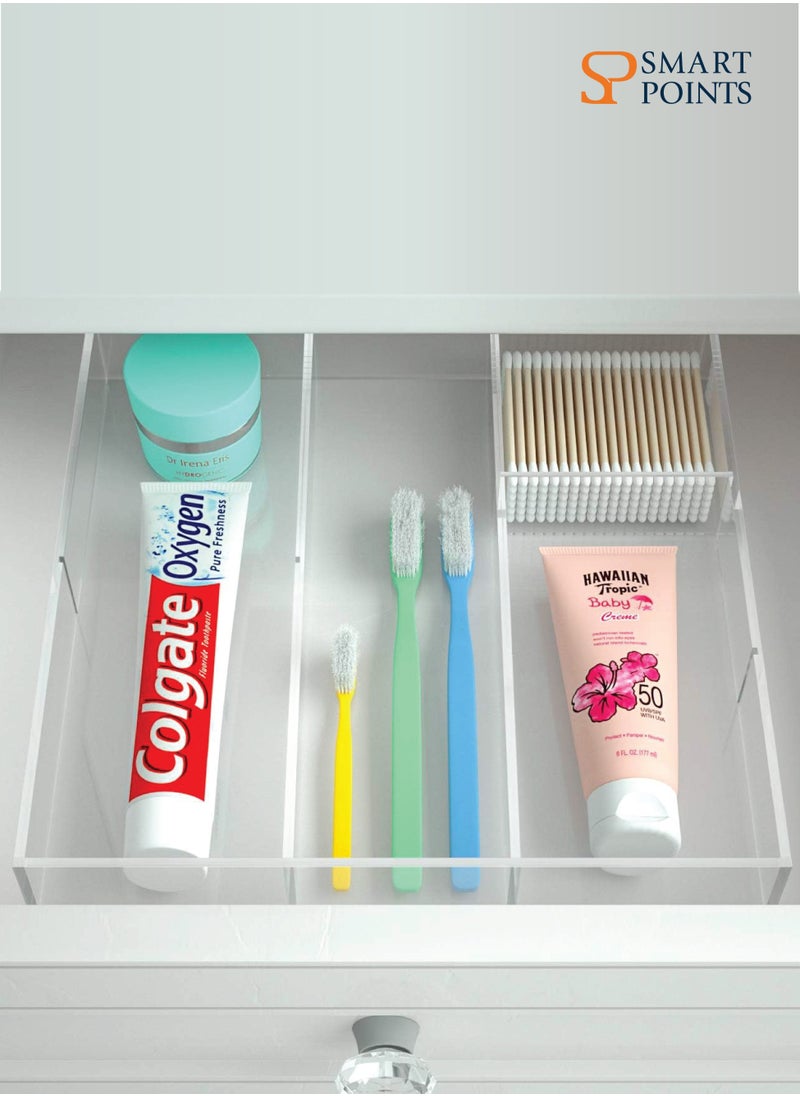 SMARTPOINTS Acrylic Drawer Organizer, 6 Section Clear Makeup Tray Organizer for Drawer Office Bedroom(11.8x11.8 inch)  - Image 3
