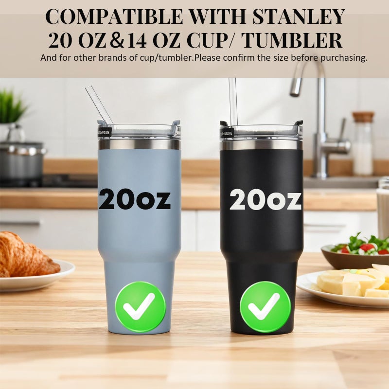 Haundry 4 Pack Replacement Clear Straws for Stanley 20 oz 14oz Tumbler, 8.85 inch Reusable Plastic Straws for Yeti 30oz 25 oz 26 oz 20 oz Tumbler, Mason Jar 16oz Venti Cup with Brush, Made of Tritan - Image 4