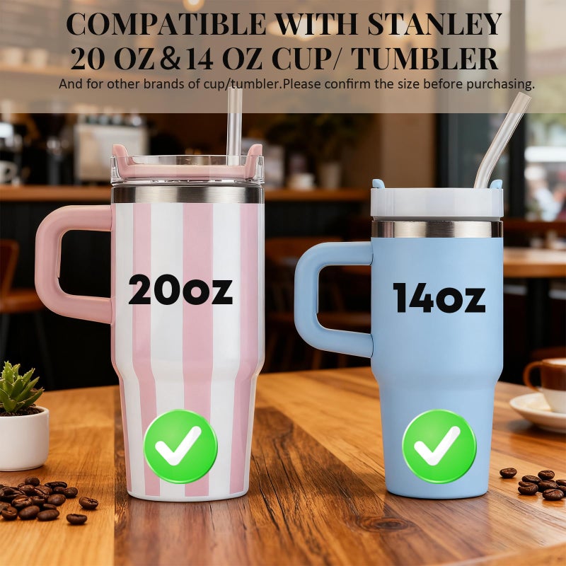 Haundry 4 Pack Replacement Clear Straws for Stanley 20 oz 14oz Tumbler, 8.85 inch Reusable Plastic Straws for Yeti 30oz 25 oz 26 oz 20 oz Tumbler, Mason Jar 16oz Venti Cup with Brush, Made of Tritan - Image 3