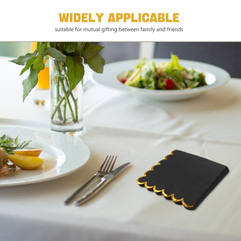 Homoyoyo 60pcs Black Gold Foil Edge Paper Napkins Disposable Serviettes for Wedding Birthday Party Events - Image 4