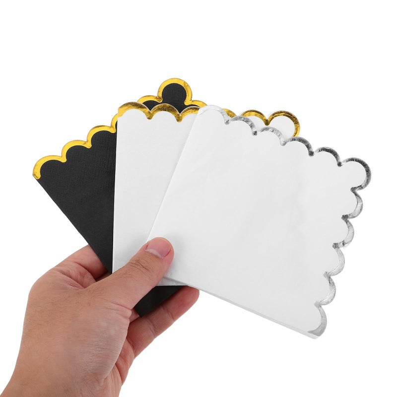 Homoyoyo 60pcs Black Gold Foil Edge Paper Napkins Disposable Serviettes for Wedding Birthday Party Events - Image 5