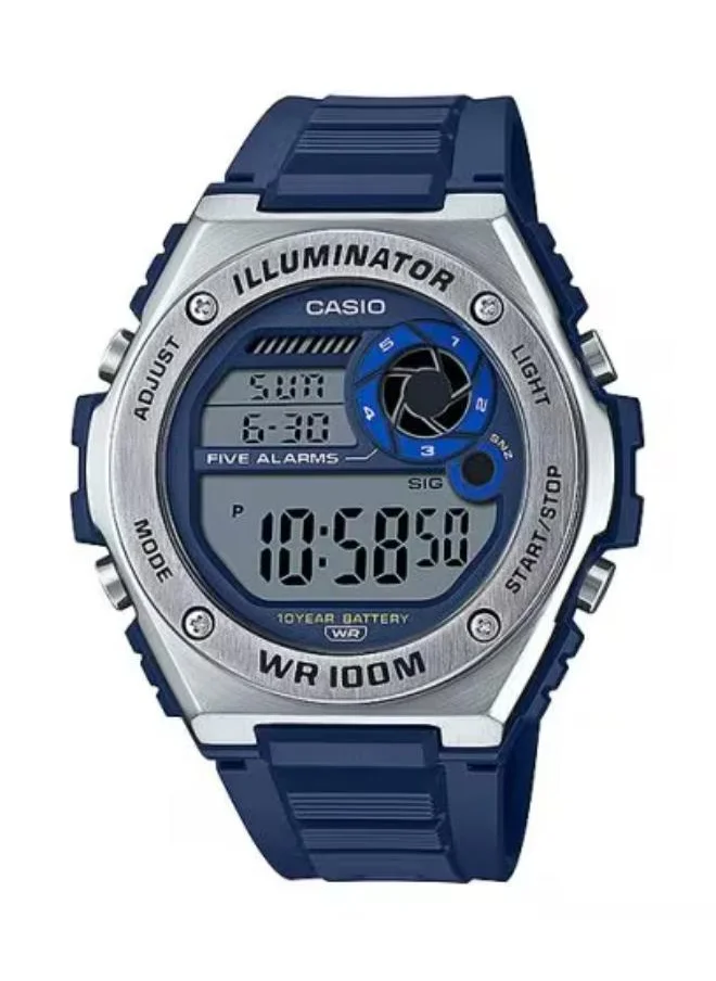 CASIO Men's Digital Display Watch With Blue Resin Strap - MWD-100H-2AVDF