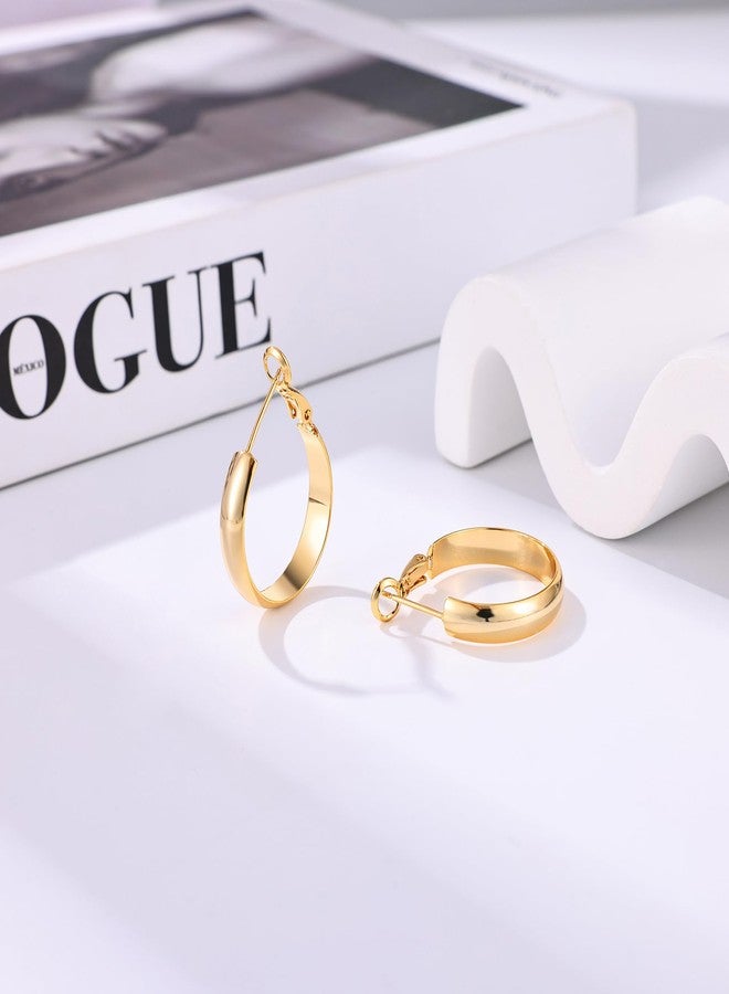 Gacimy 14K Gold Plated Hoop Earrings for Women, 14k Real Gold Plated with 925 Sterling Silver Post, Hypoallergenic Lightweight Thick Hoops Earrings for Women Trendy, 20MM, Brass, No Gemstone - Image 4