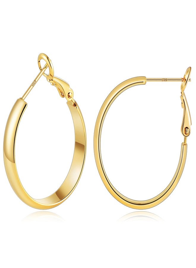 Gacimy 14K Gold Plated Hoop Earrings for Women, 14k Real Gold Plated with 925 Sterling Silver Post, Hypoallergenic Lightweight Thick Hoops Earrings for Women Trendy, 20MM, Brass, No Gemstone - Image 1
