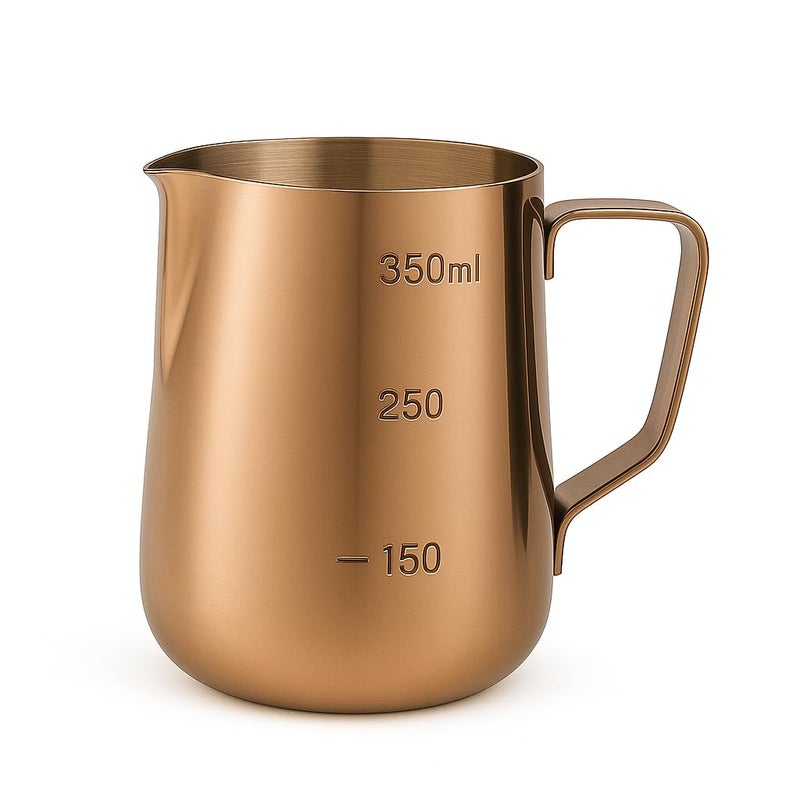 Light Copper Milk Frothing Pitcher, 350mlEspresso Steaming Pitchers Stainless Steel Milk Coffee Cappuccino Steam Pitchers Milk Jug Cup (Golden (Stainless Steel) - Image 1