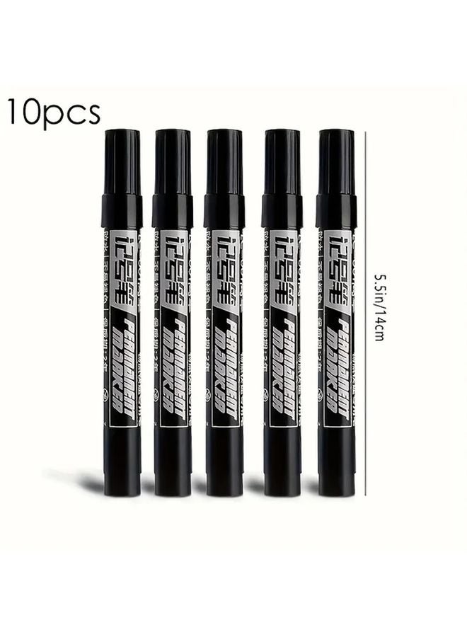 10pcs Permanent Markers Oil Based Quick Dry Black Waterproof 5.5 Inch for Art Office - Image 3
