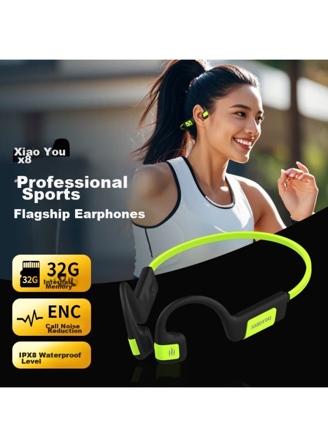 Xiaoyougu Bone Conduction X8 Bluetooth Headphones, Swimming Earphones, Running Noise-cancelling, 8-level Waterproof, Professional Sports Bone Conduction, Non-in And Ear-hook Style, With Built-in 32gb Memory - Image 1