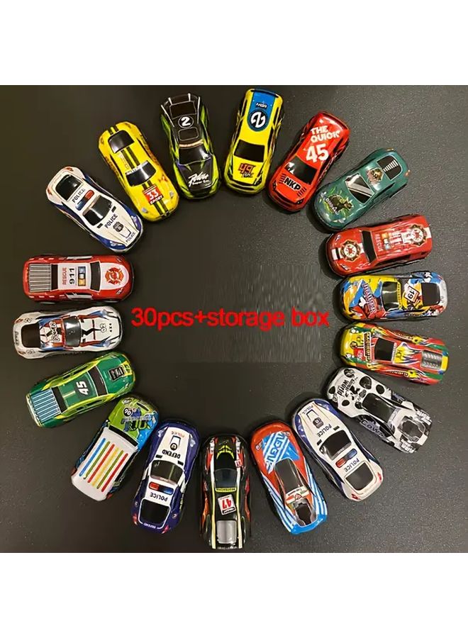 30 Pieces Pull Back Cars With Storage Bucket Colorful Race Car Models Party Favors - Image 1