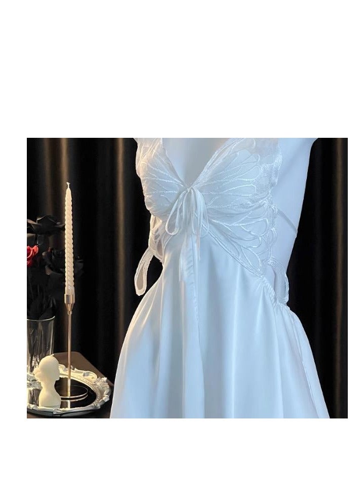 Lace Bow Ice Silk Suspender Underwear Pajamas - Image 3