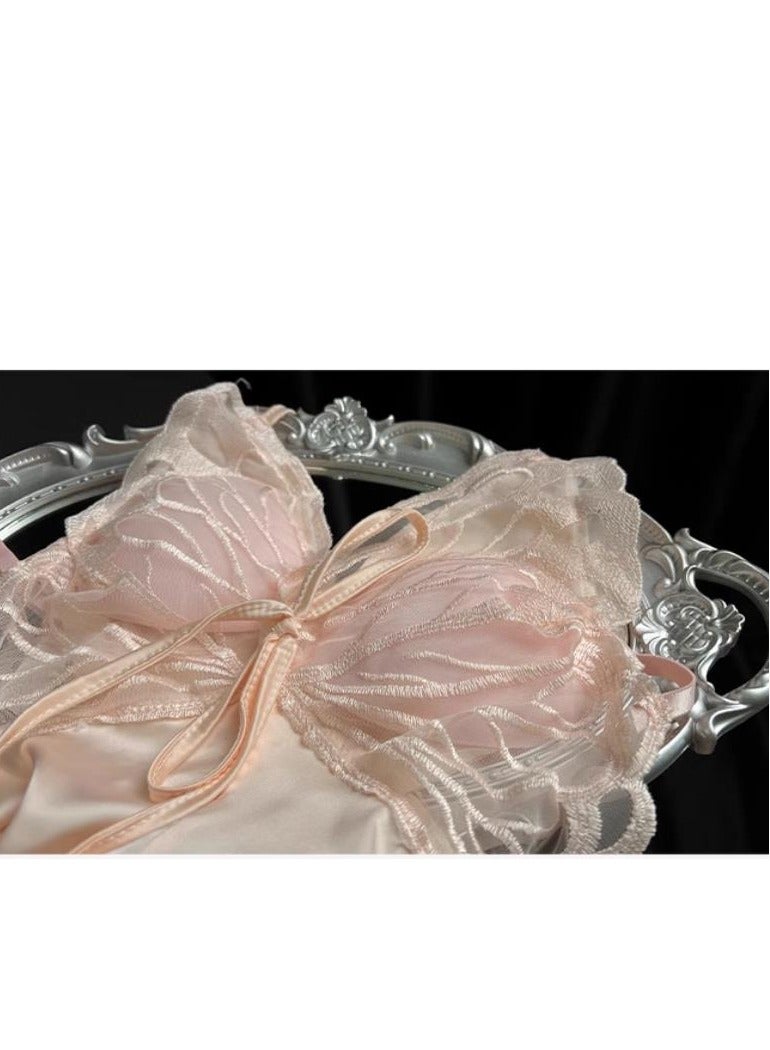 Lace Bow Ice Silk Suspender Underwear Pajamas - Image 5