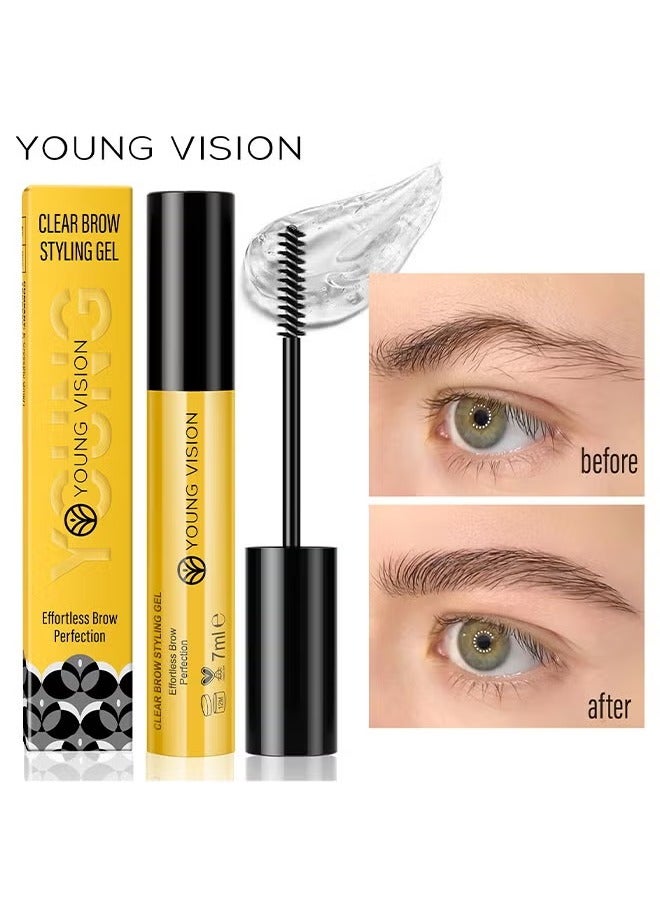 YOUNG VISION Clear Brow Styling Gel,Eyebrow Gel Makeup, Long-Lasting Charming Brow Glue, Waterproof Clear Brow Gel, Smudge-Resistant, Quick-Dry Brow Wax For Defined Natural Looking Eyebrows 7ml - Image 1