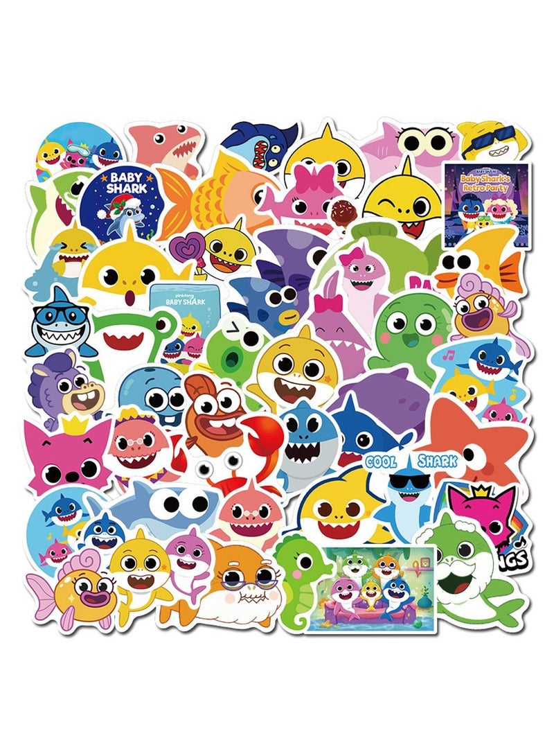 50-Piece Baby Shark Cute Vinyl Waterproof Sticker