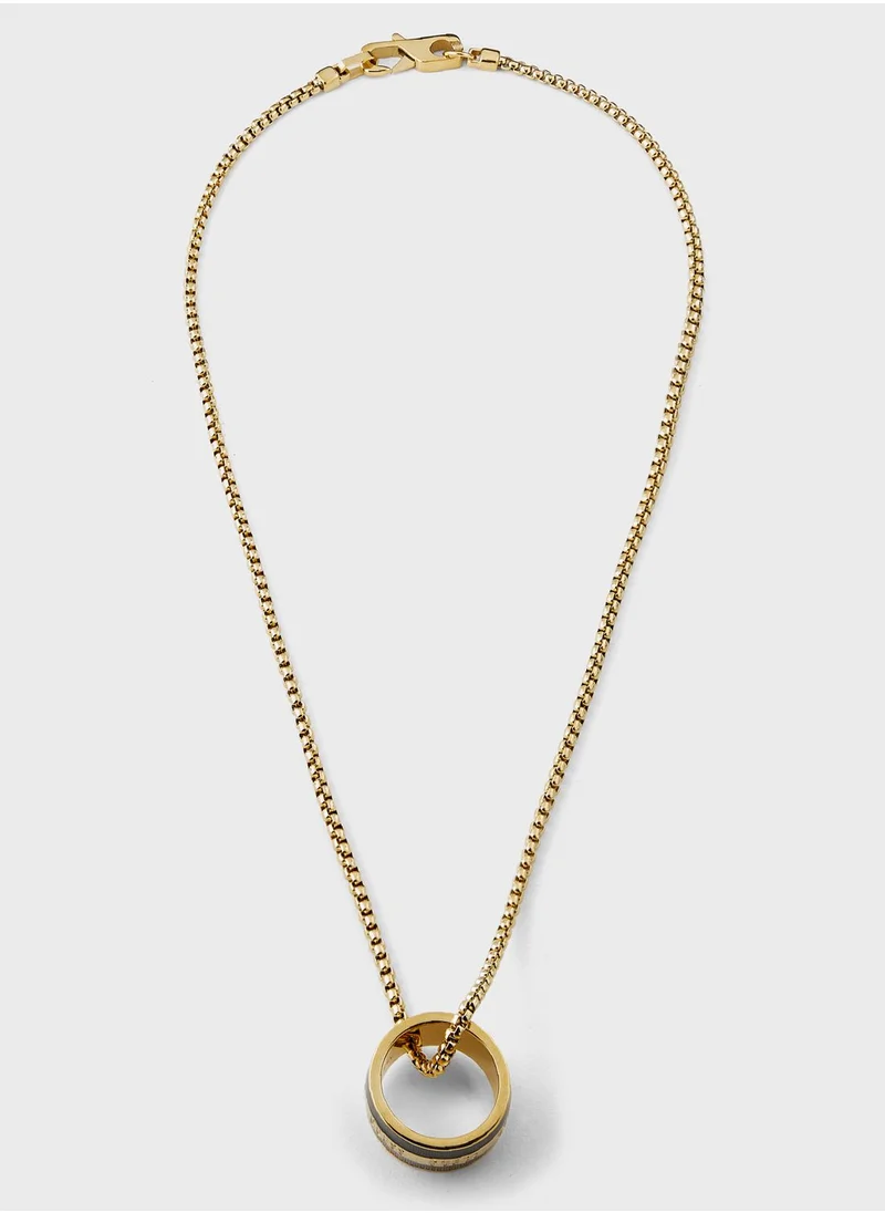 GUESS Textured Round Necklace