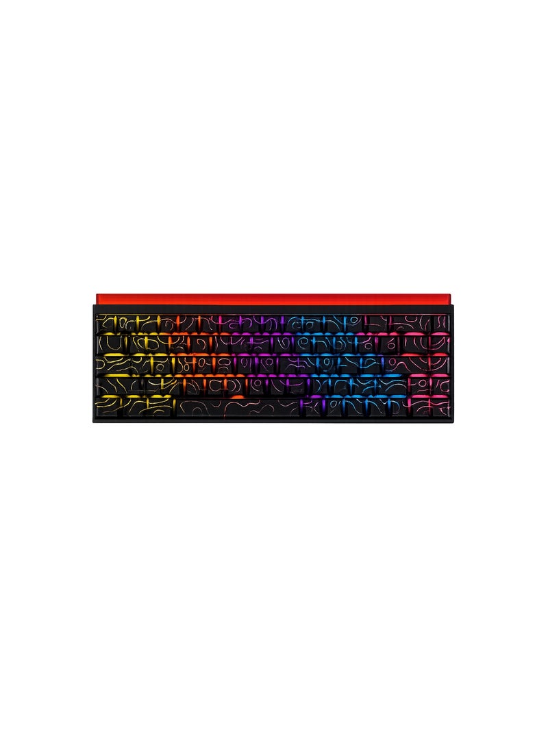لوحة مفاتيح الألعاب الميكانيكية المدمجة NK68، 68 مفتاحًا، بإضاءة خلفية RGB، ومفاتيح حمراء قابلة للاستبدال السريع، ومنفذ USB-C سلكي، وخاصية منع التداخل. - Image 1